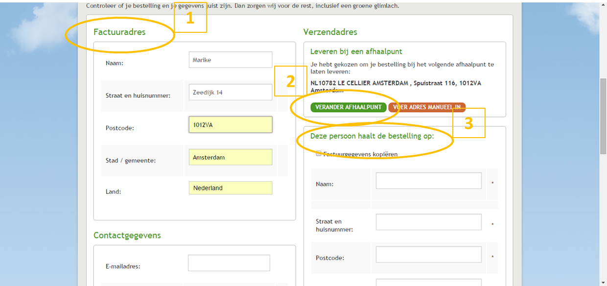 Afhaalpunt zonder account