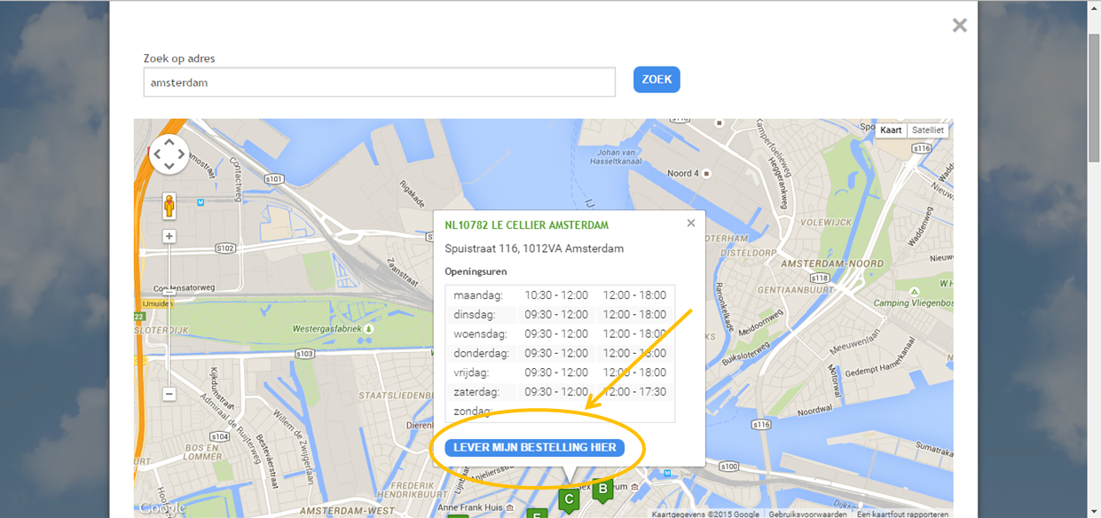 Afhaalpunt met account stap 2
