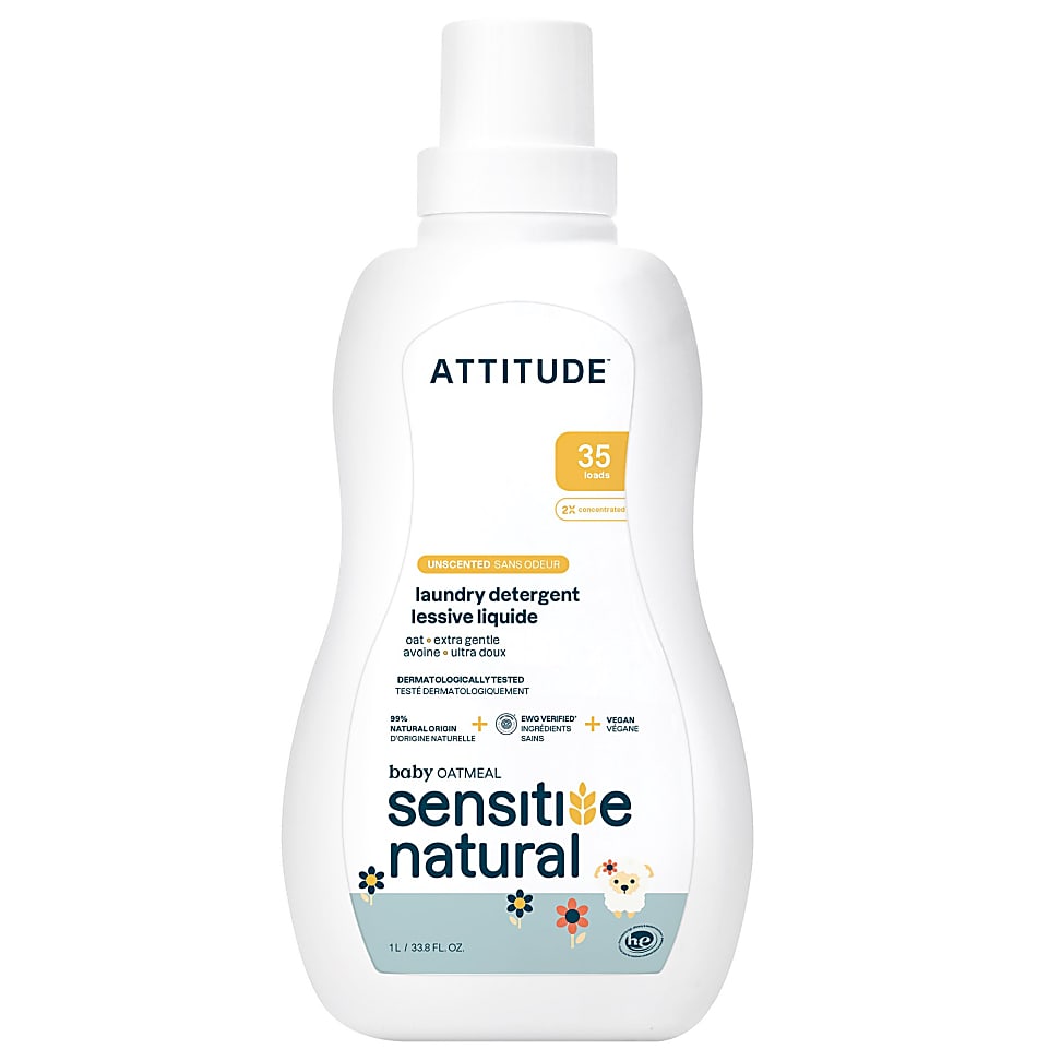 Image of Attitude Oatmeal sensitive natural baby care - Wasmiddel 35 wasbeu...