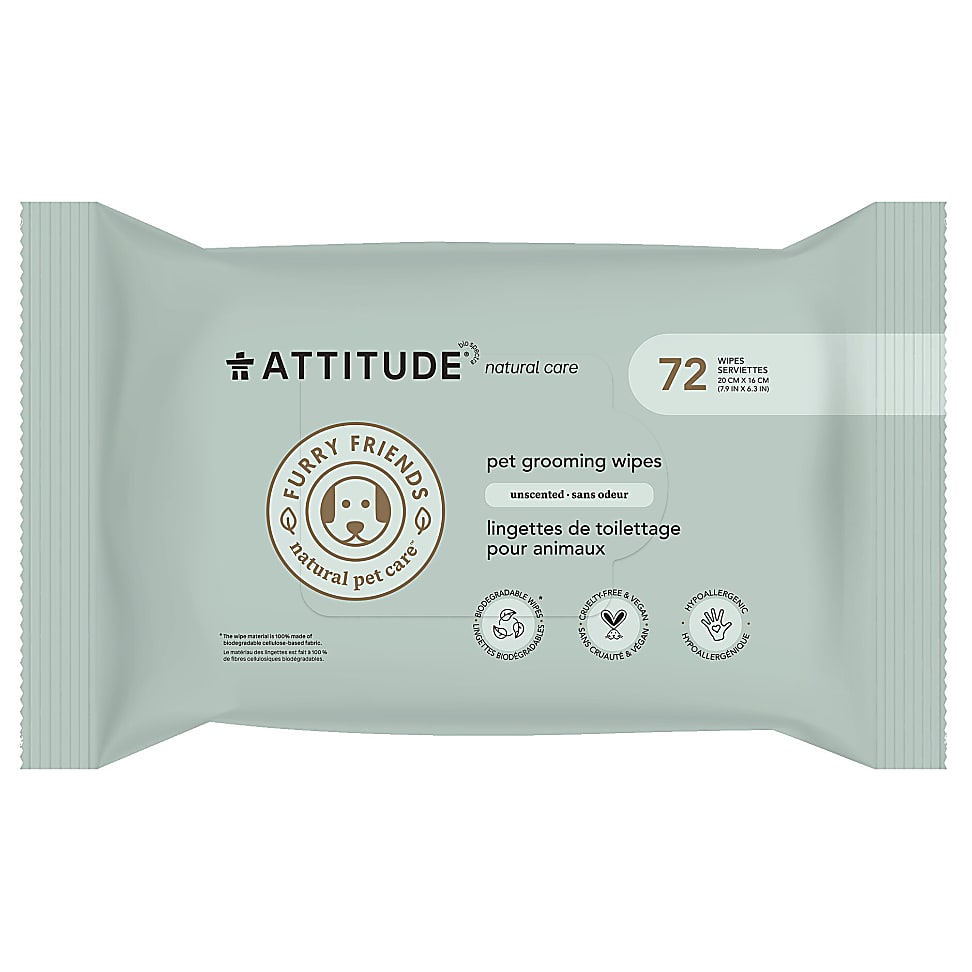 Image of Attitude Furry Friends Deodorising Bath Wipes - unscented