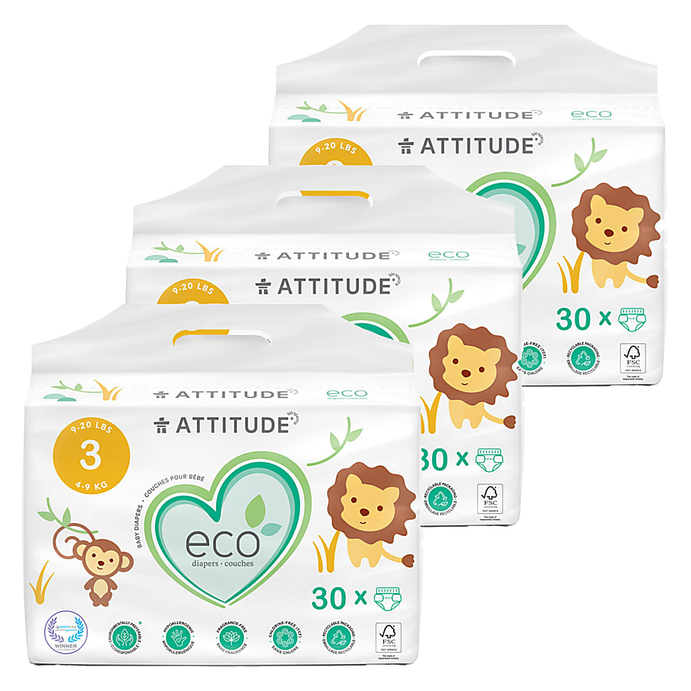 Image of Attitude Baby Care Luiers Maat 3 Voordeelset 3x30