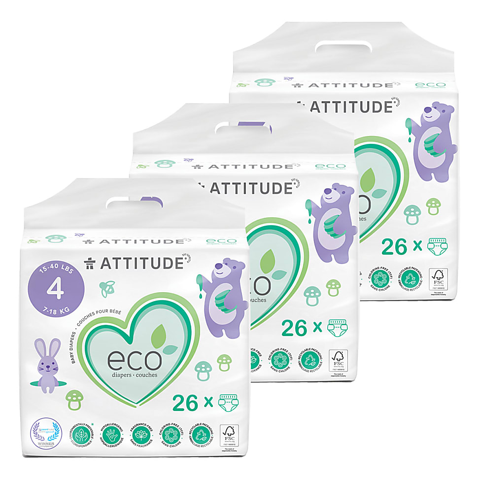 Image of Attitude Baby Care Luiers Maat 4 Voordeelset 3x26