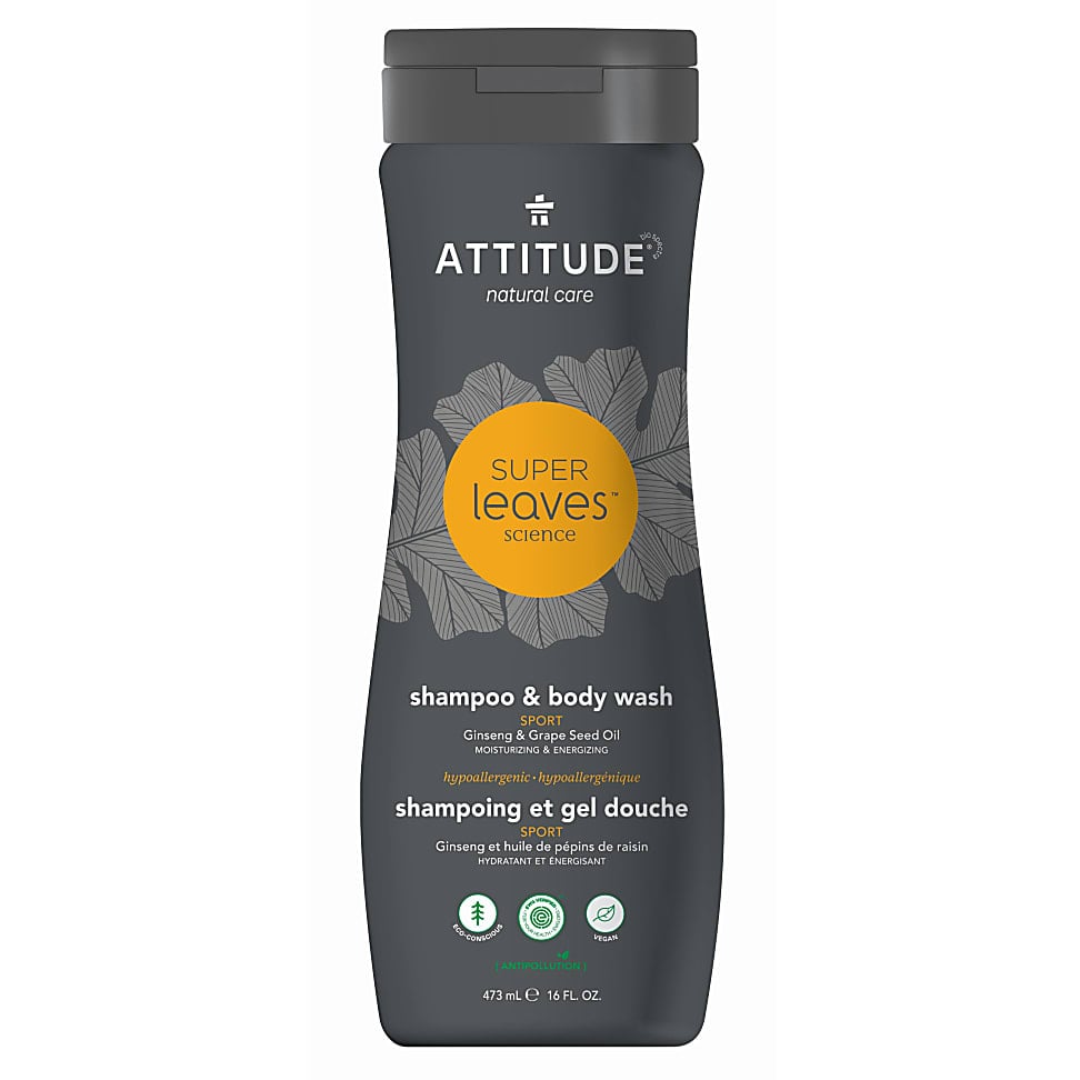 Image of Attitude Super Leaves Shampoo & Douchegel voor Mannen - 2 in 1 Sport