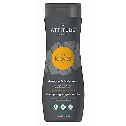 Attitude Super Leaves Shampoo & Douchegel voor Mannen - 2 in 1 Sport