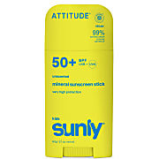 Attitude Sunly Zonnebrandstick SPF50 KIDS Gezicht & Lichaam  - Parfumvrij
