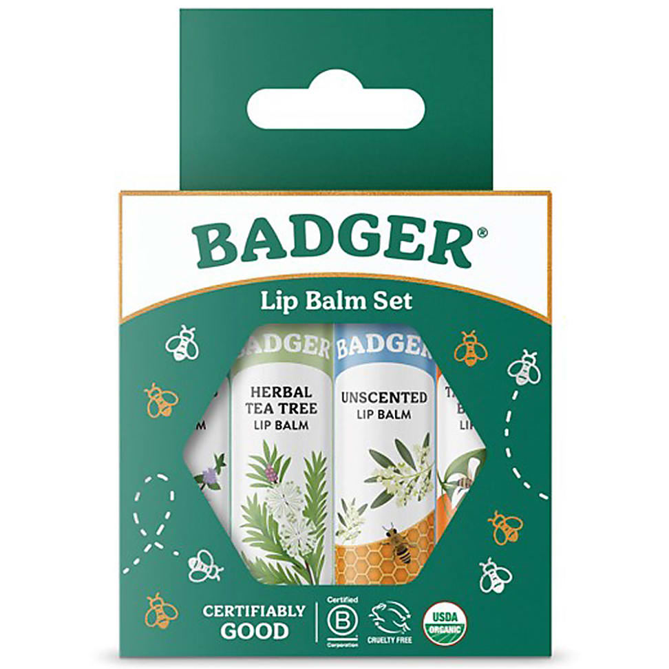 Image of Badger Balm Classic Lipcare Kit Green x 4 lip balms