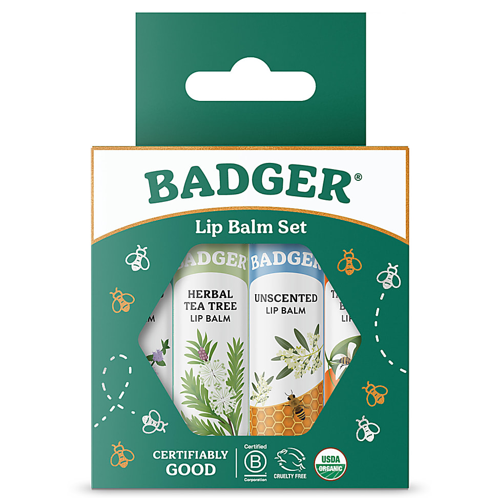 Badger Balm Classic Lipcare Kit Green X 4 Lip Balms badger balm kopen in de aanbieding