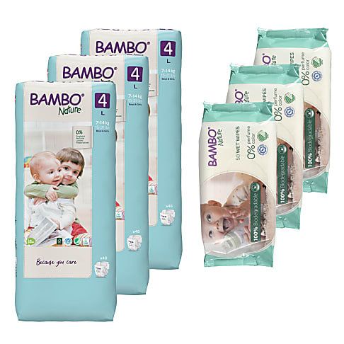 Bambo Nature Luier Maat 4 (144 stuks) + Billendoekjes (150 stuks)