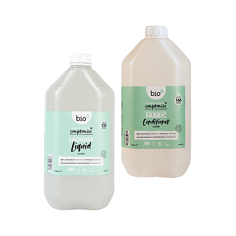Image of Bio-D Wasverzachter & Wasmiddel Jeneverbes & Zeewier 5L Refill Bundel