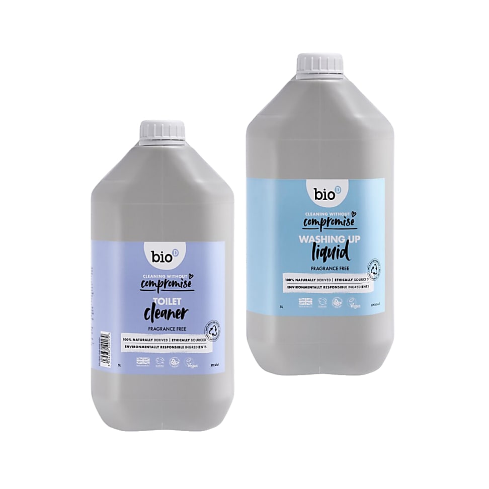 Image of Bio-D Toiletreiniger & Afwasmiddel Geurvrij 5L Refill Bundel