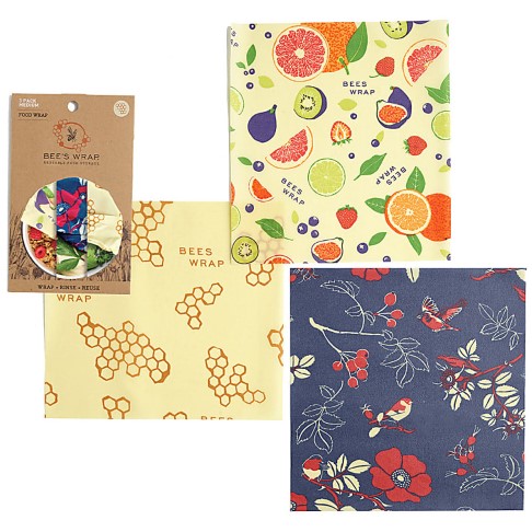 Bee's Wrap 3-pack Medium multi-print (Honeycomb/Botanical/Fresh Fruit)
