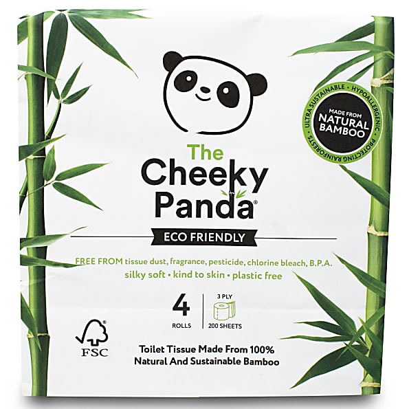 Image of The Cheeky Panda Plasticvrij Bamboo Toiletpapier 4 rollen