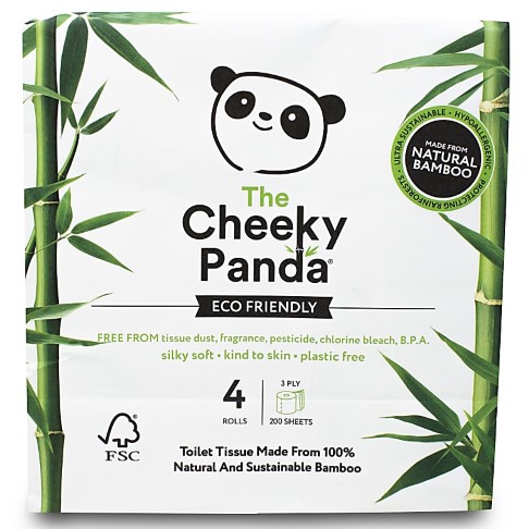 The Cheeky Panda Plasticvrij Bamboo Toiletpapier (4 rollen)