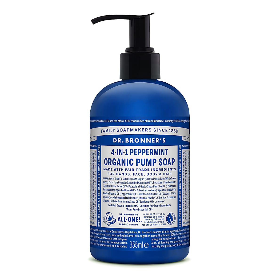 Dr. Bronner's Peppermint Vloeibare zeep - 355ml | Big Green Smile