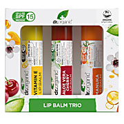 Dr Organic Cadeauset Lip Balm Trio met Aloe Vera & Kersen, Vitamin E en Manuka