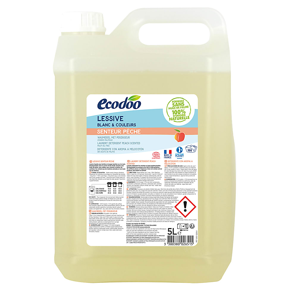 Image of Ecodoo Vloeibaar Wasmiddel Geconcentreerd Perzik 5L 160 wasbeurten