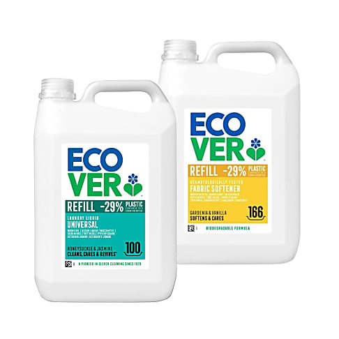 Ecover Wasmiddel Universal & Wasverzachter Gardenia 5L Refill Bundel