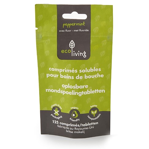 Eco Living Oplostabletten Mondwater met Fluor - Munt