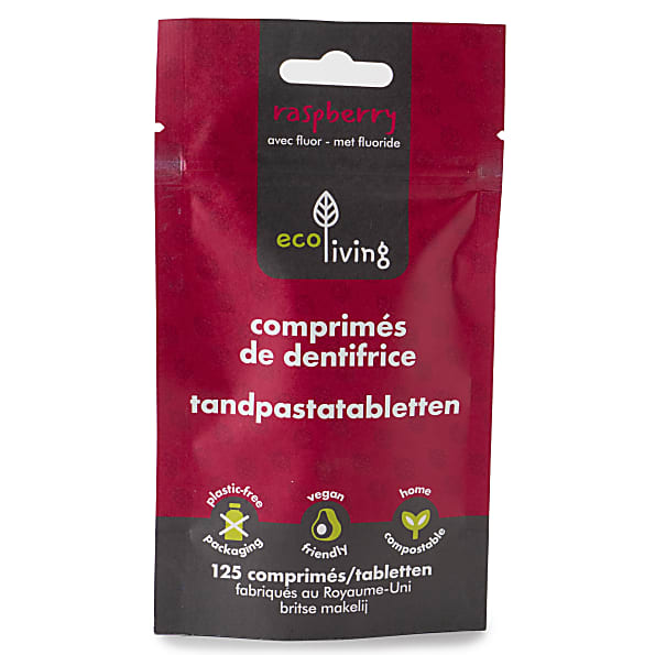 Image of Eco Living Tandpasta Tabletten met Fluor - Framboos