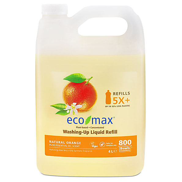 Image of Eco-Max Vloeibaar Afwasmiddel - Natuurlijke Sinaasappel 4L