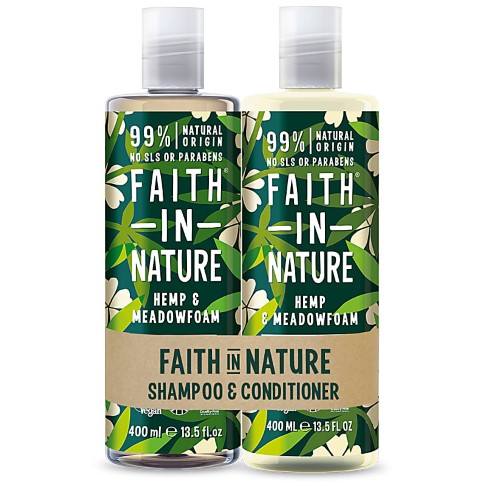 Faith in Nature Hennep & Meadowfoam 2 in 1 Pack - Shampoo & Conditioner