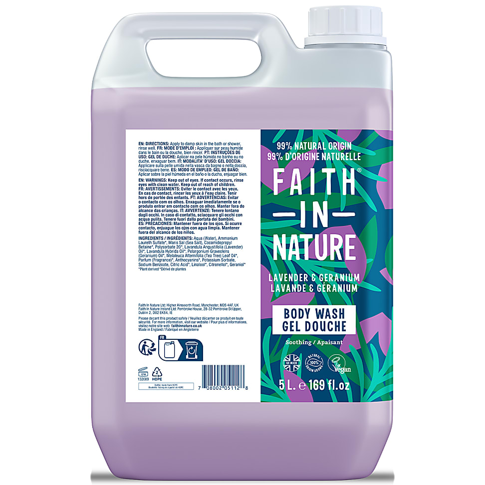 Image of Faith in Nature Lavendel & Geranium Bad-en Douchegel 5L