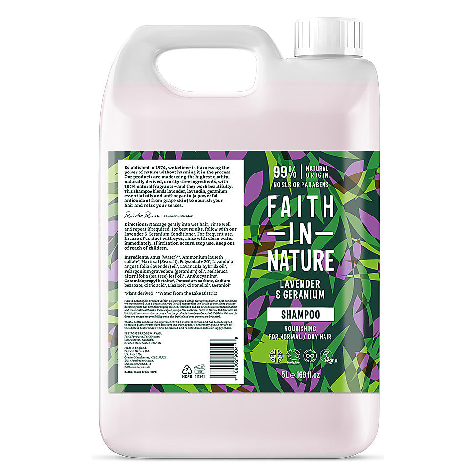 Image of Faith in Nature Lavendel & Geranium Shampoo - 5L