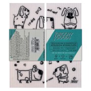 Groovy Goods Ecologische Sponsdoek Dogs white 17 x 20 cm