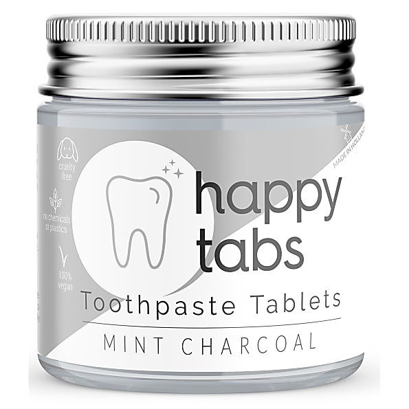 Image of Happy Tabs Tandpasta Tabletten Mint/Houtskool 80 stuks (fluoridevrij)