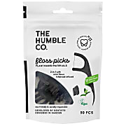 Humble Floss Picks Houtskool (50 stuks) - Enkele draad