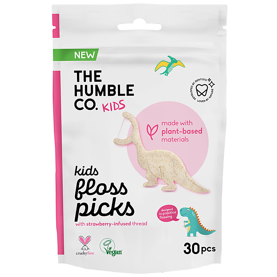 The Humble Co Floss Pick Kids Enkele draad - Aardbei 30 stuks