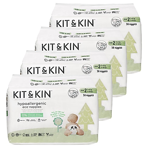 Kit & Kin Luiers Maat 2 Voordeelverpakking (4x38 stuks)