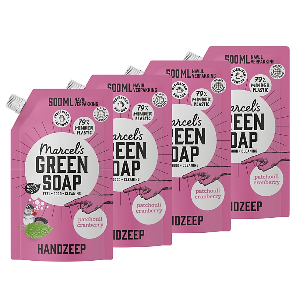 Image of Marcel's Green Soap Handzeep Patchouli & Cranberry Stazak Multipack x4