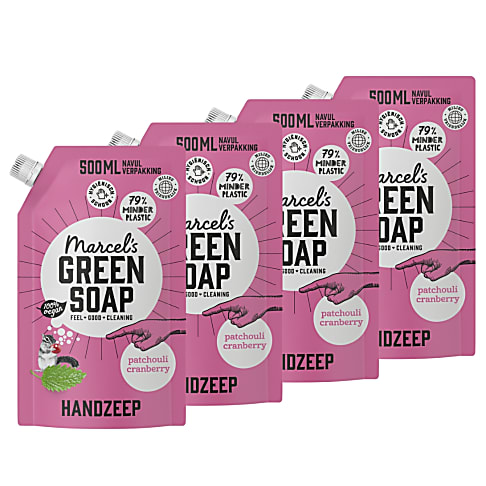 Marcel's Green Soap Handzeep Patchouli & Cranberry Stazak Multipack x4