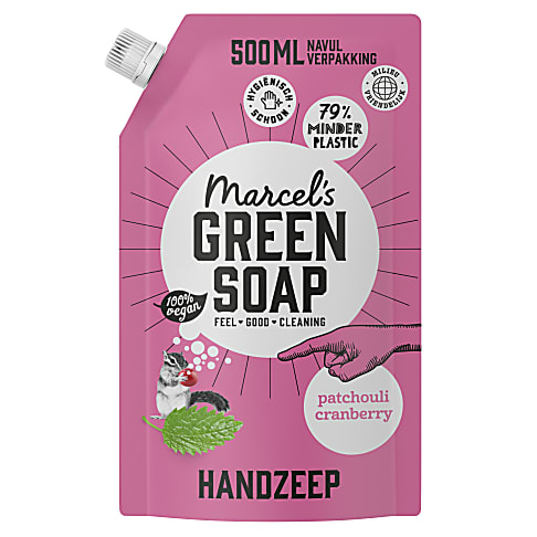 Marcel's Green Soap Handzeep Patchouli & Cranberry Navul Stazak 500ml