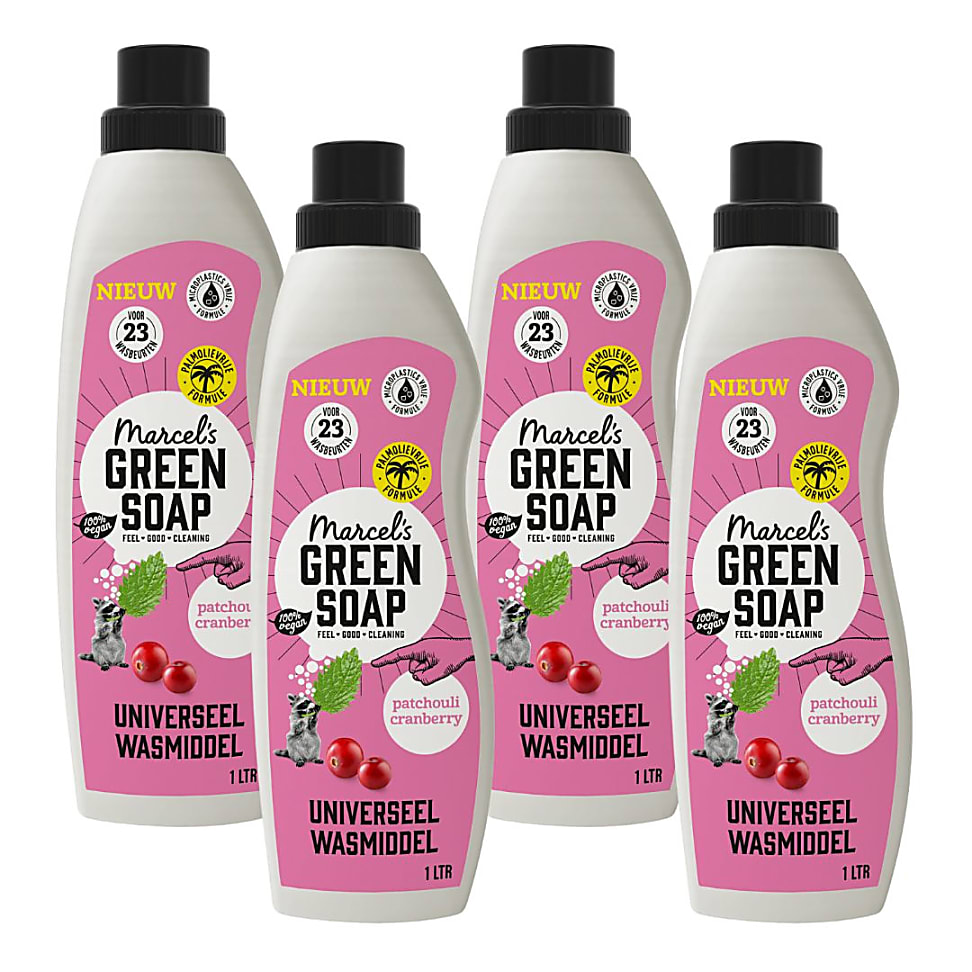 Image of Marcel's Green Soap Wasmiddel Patchouli & Cranberry Multipack x4