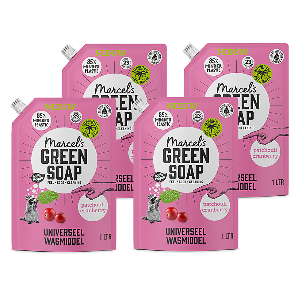 Image of Marcel's Green Soap Wasmiddel Stazak Patchouli & Cranberry 4x 1L