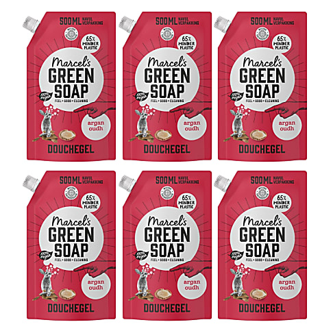 Marcel's Green Soap Douchegel Navul Stazak Argan & Oudh Multipack x6