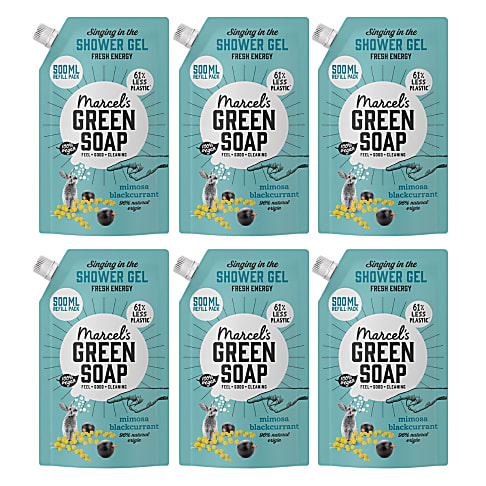 Marcel's Green Soap Douchegel Navul Stazak Mimosa & Zwarte Bes Multipack x6