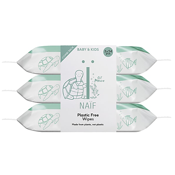 Image of Naïf Plasticvrije Babydoekjes 3-pak 3x 54 tissues
