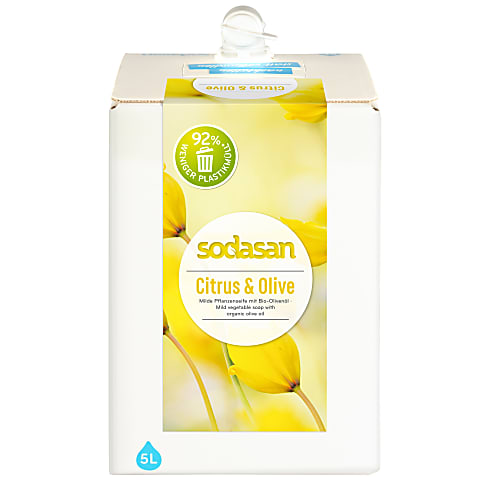 Sodasan Vloeibare Zeep Citrus & Olijf Navulverpakking (5L)