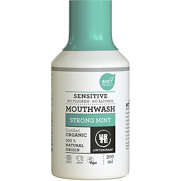 Urtekram Mondwater Munt 300 ml gevoelige tanden 5765228836187
