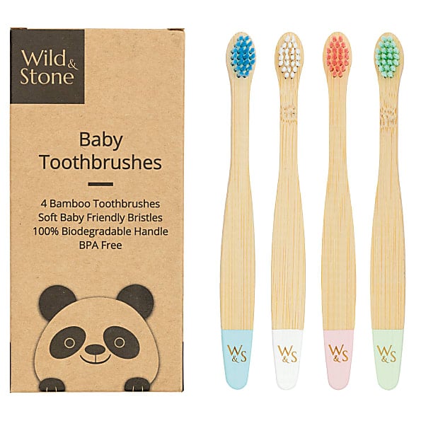 Image of Wild & Stone Baby Bamboe Tandenborstel 4 Pak - Extra Soft