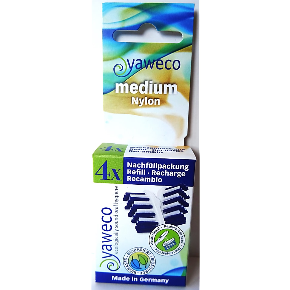 Yaweco Vervangstuk Tandenborstel - Nylon Medium 4 stuks 4043408000483